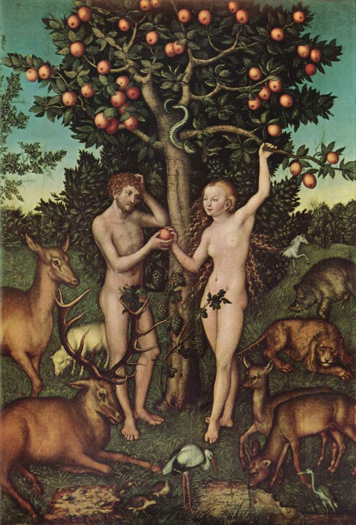 Adam et Eve sous le pommier de la connaissance